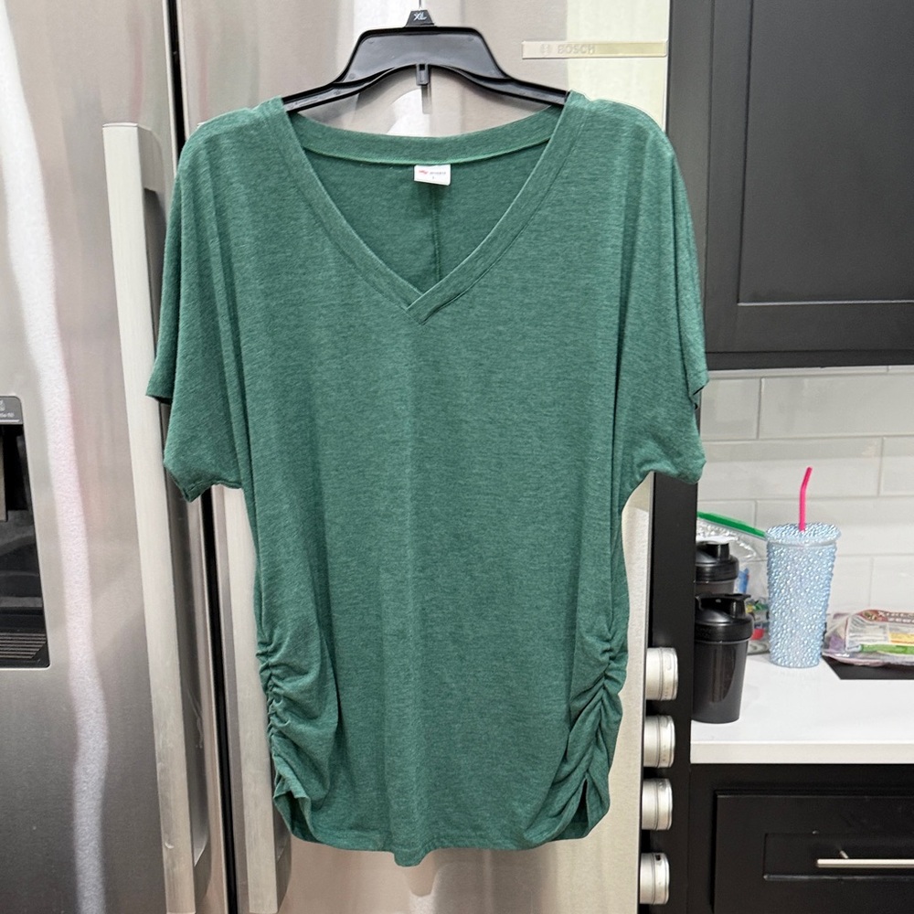 Green V-Neck Women's Top